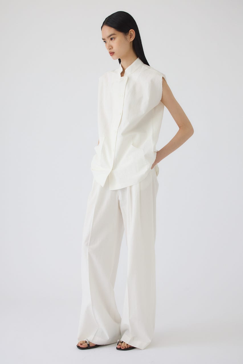 7/1- order start Linen mix box vest WHT FREE