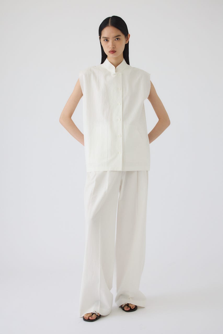 7/1- order start Linen mix box vest WHT FREE