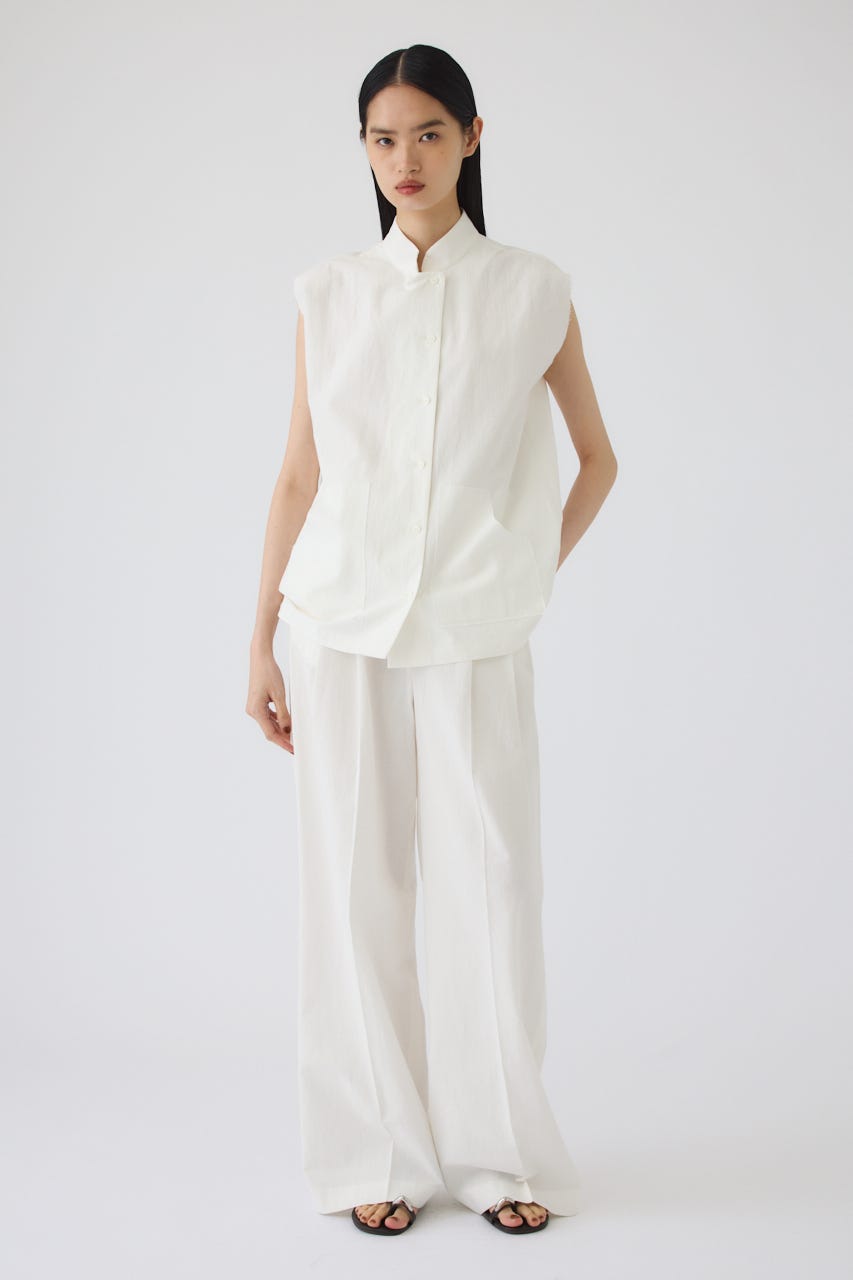 7/1- order start Linen mix box vest WHT FREE
