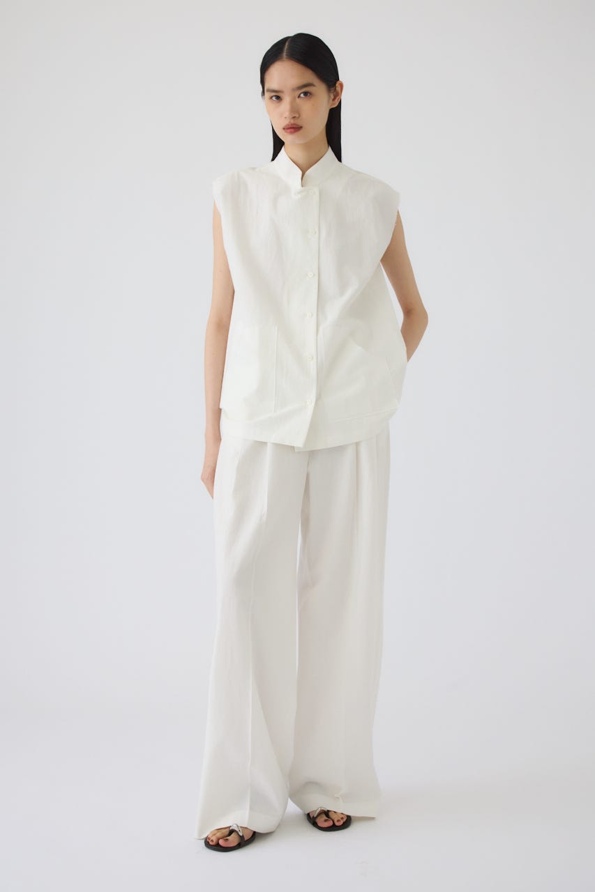 7/1- order start Linen mix box vest WHT FREE