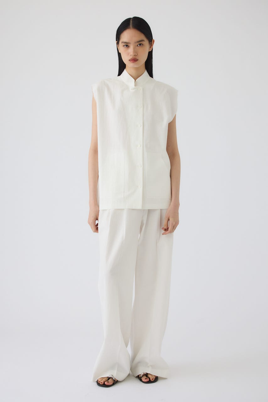 7/1- order start Linen mix box vest WHT FREE