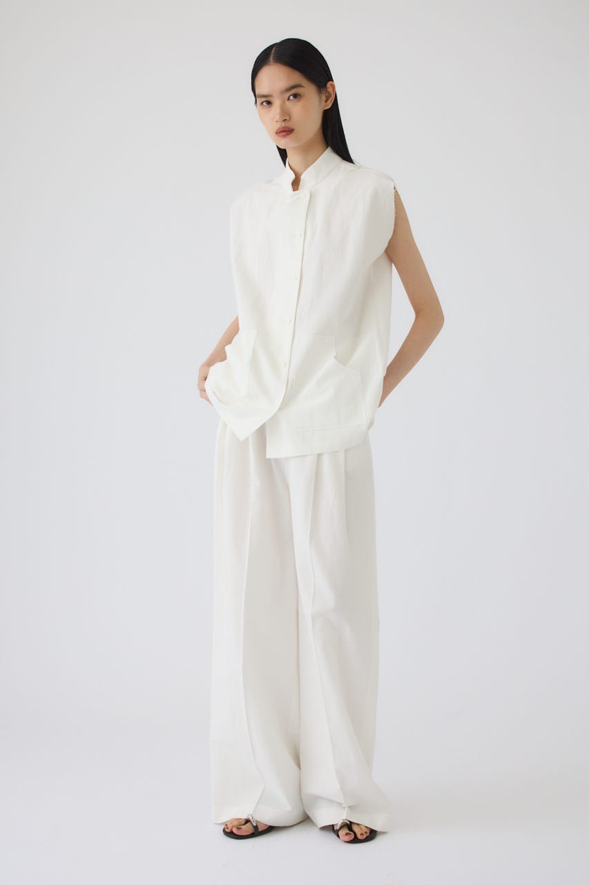 7/1- order start Linen mix box vest WHT FREE