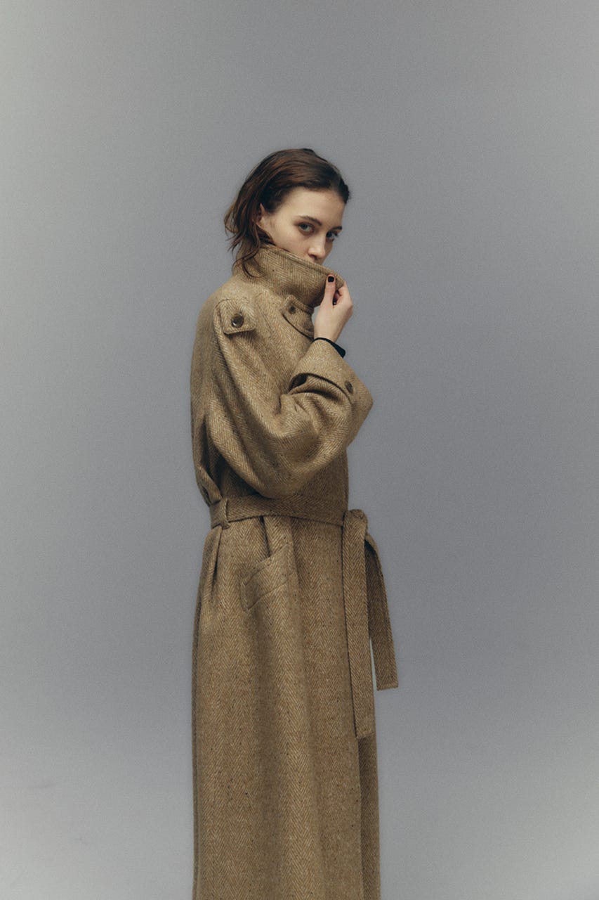 【26FW PRE ORDER】Herringbone over loose CT BEG 36