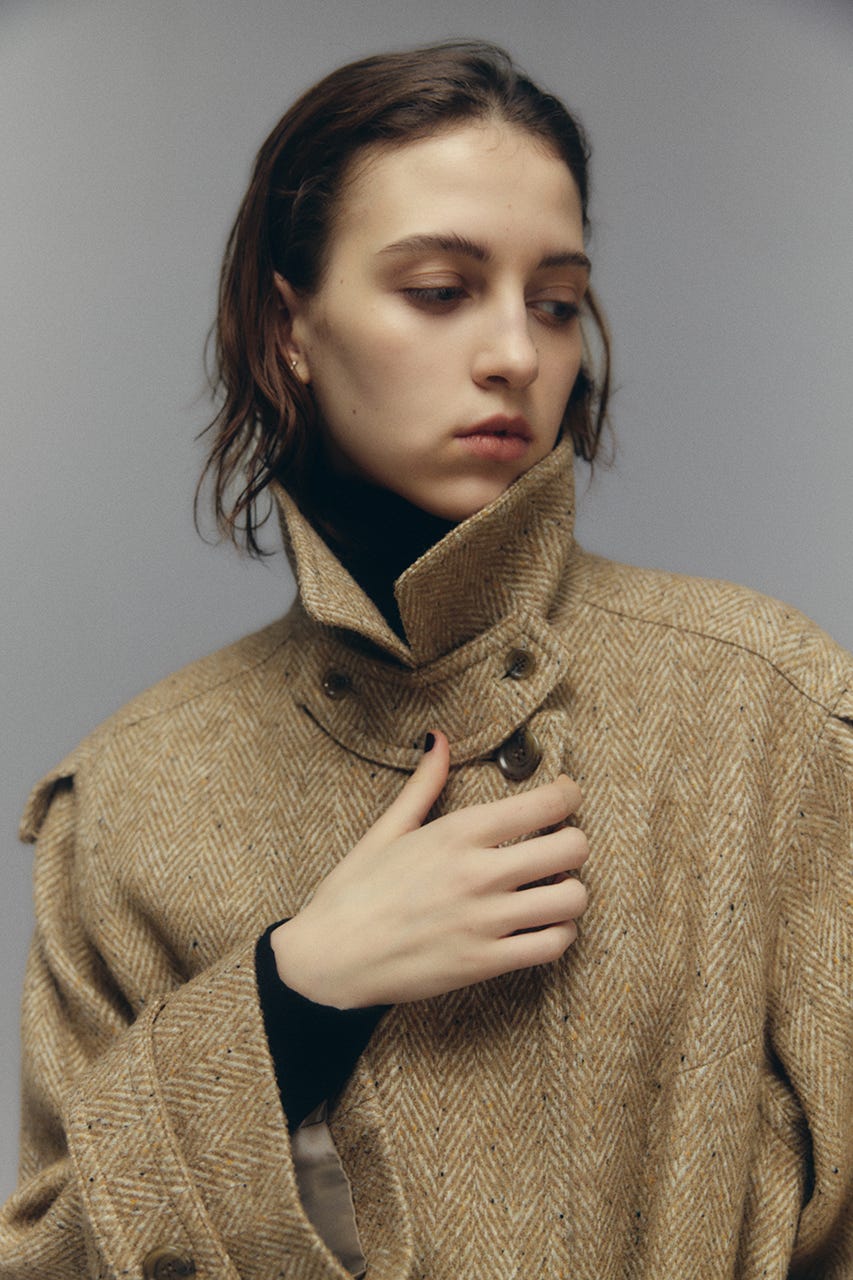 【26FW PRE ORDER】Herringbone over loose CT BEG 36