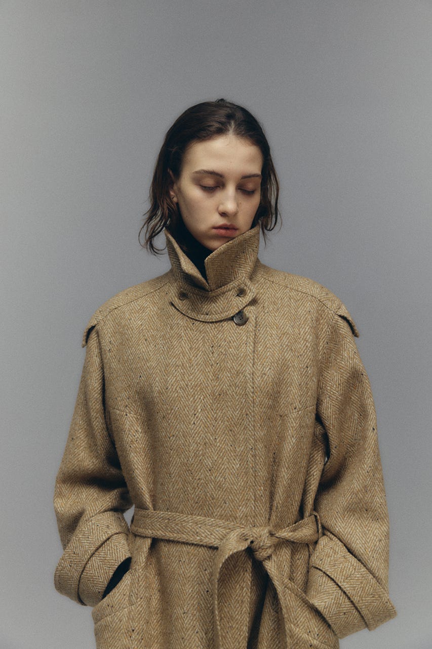 【26FW PRE ORDER】Herringbone over loose CT BEG 36