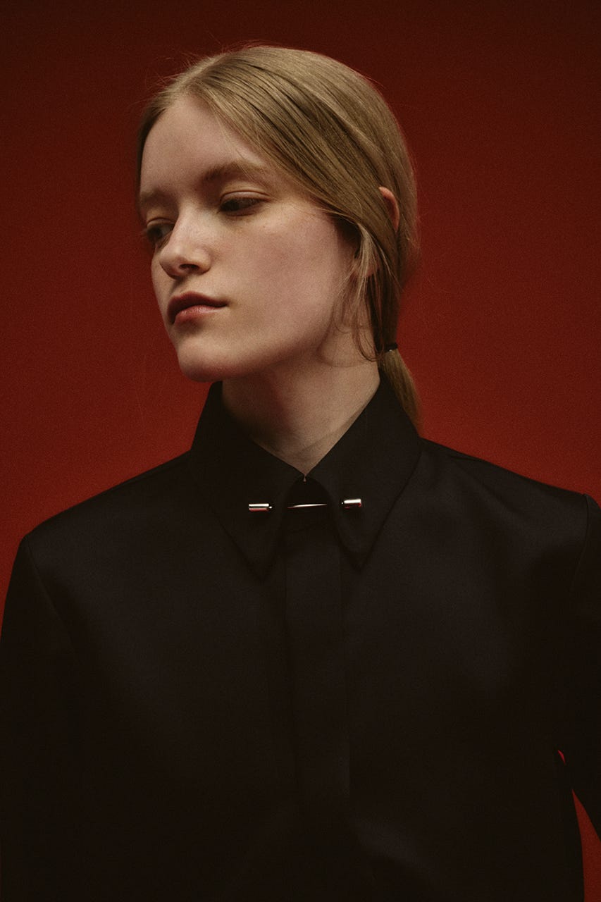 【26FW PRE ORDER】Dressy shirt with tie clip BLK FREE