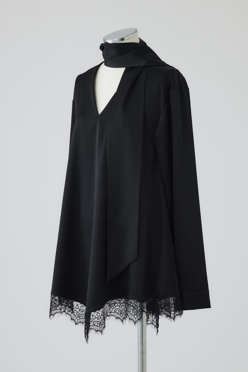 【26FW PRE ORDER】Lace hem blouse BLK FREE