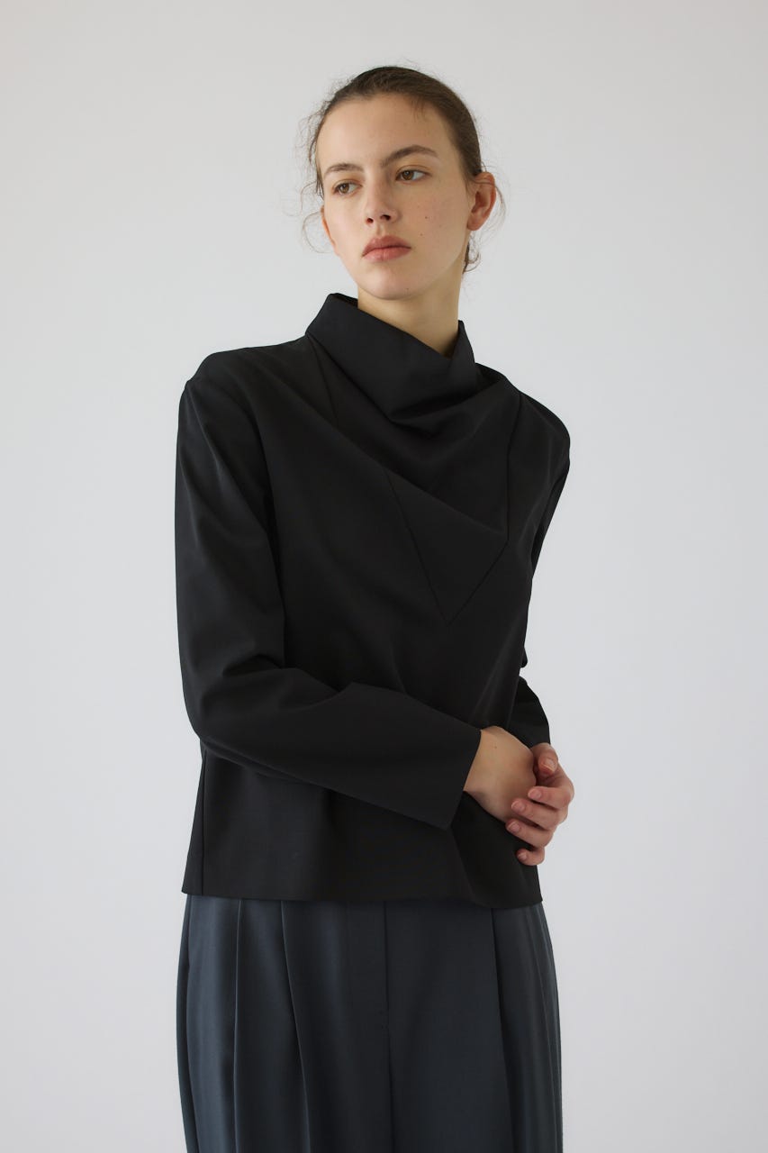 Neck drape blouse BLK FREE