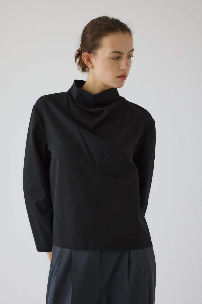 Neck drape blouse BLK FREE
