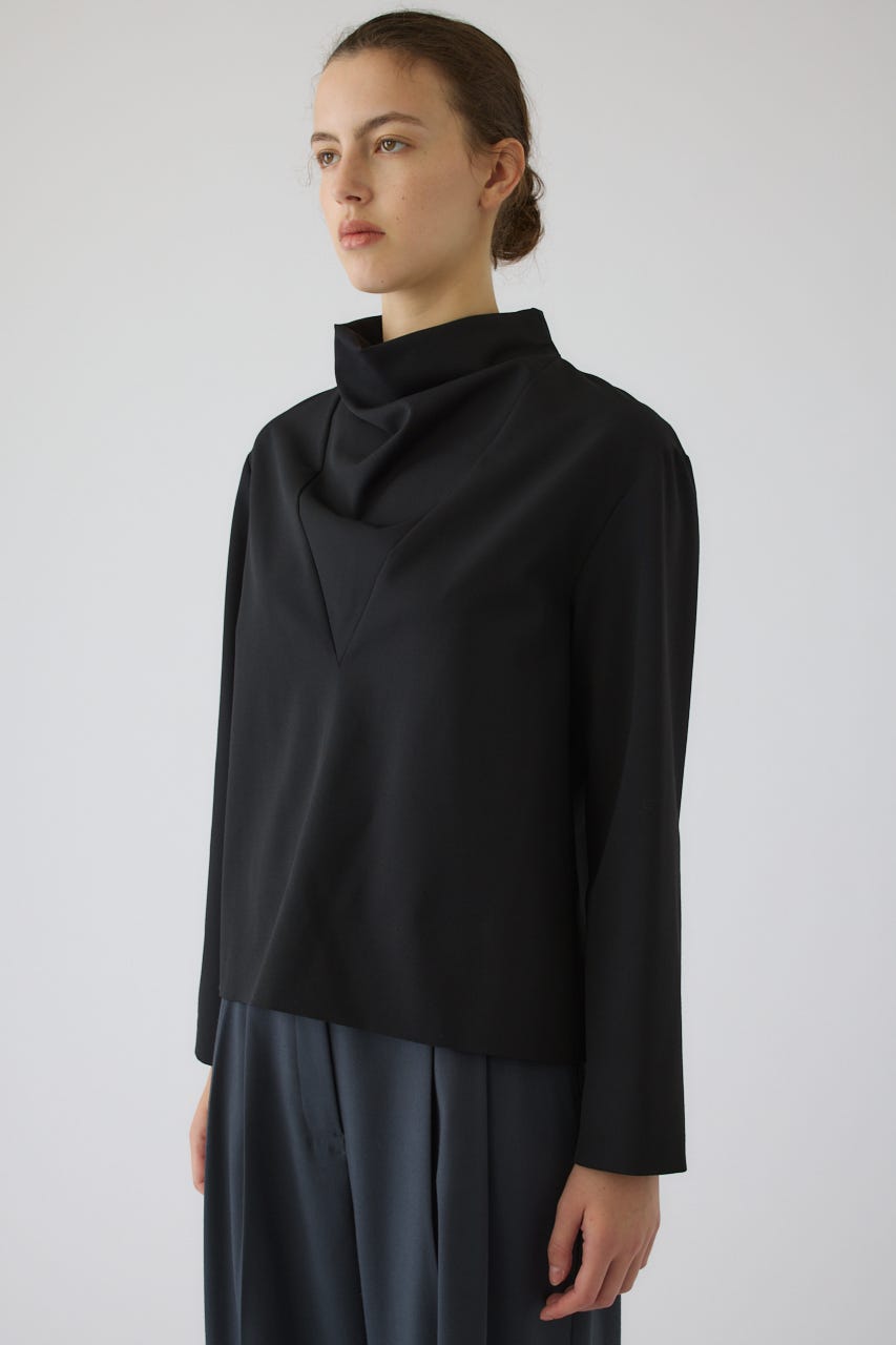 Neck drape blouse BLK FREE