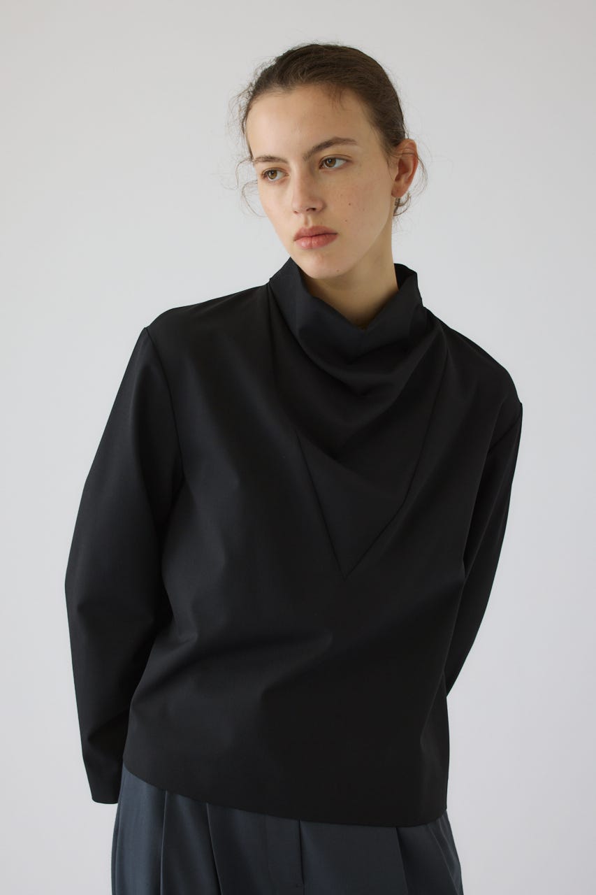 Neck drape blouse BLK FREE