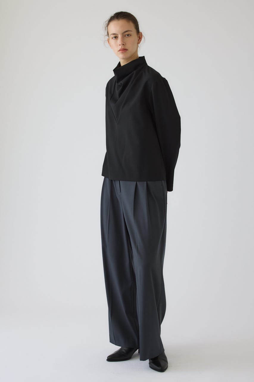 Neck drape blouse BLK FREE