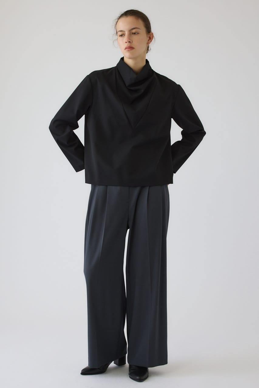 Neck drape blouse BLK FREE