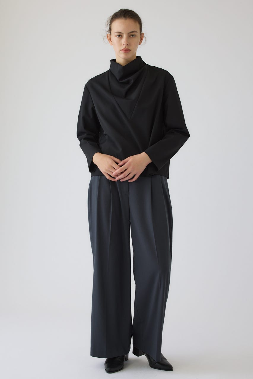 Neck drape blouse BLK FREE