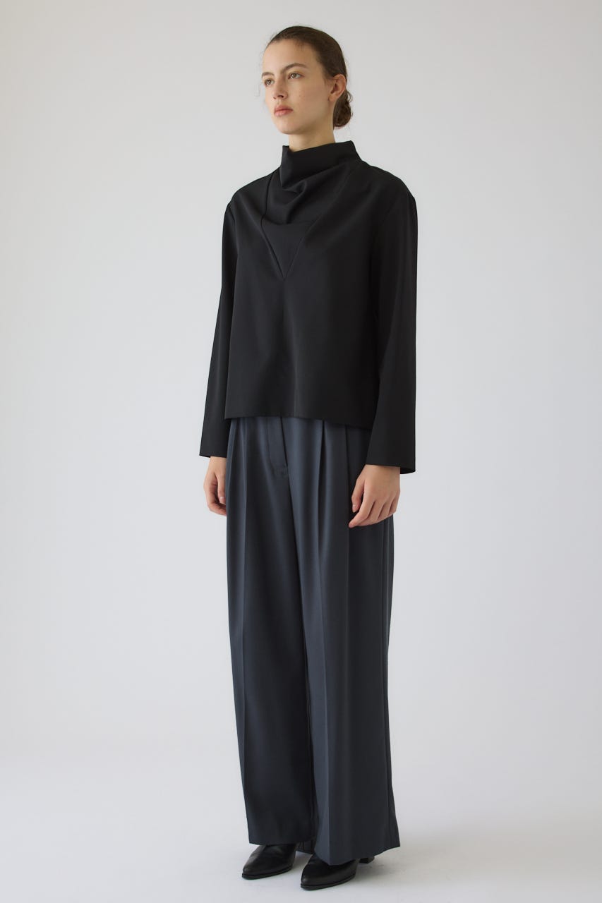 Neck drape blouse BLK FREE