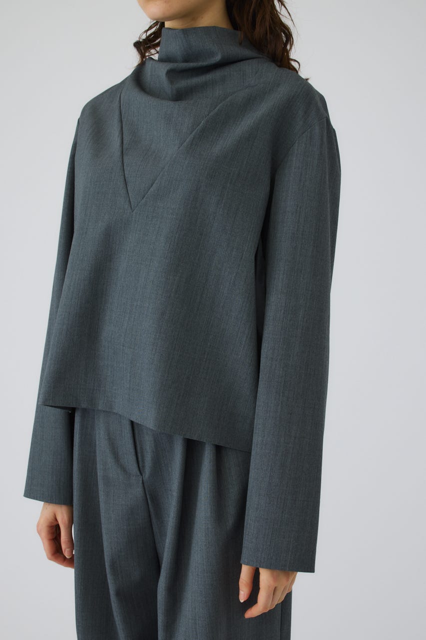 Neck drape blouse GRY FREE