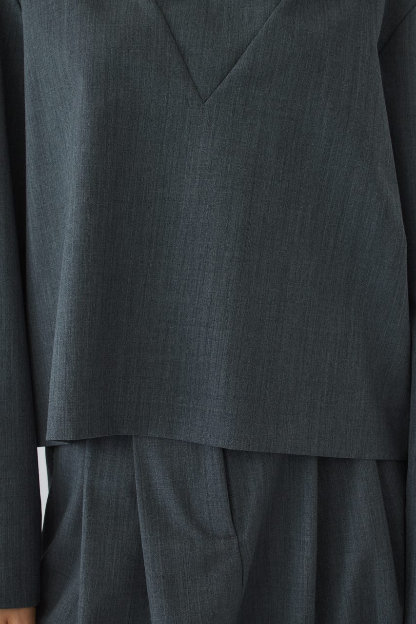Neck drape blouse GRY FREE