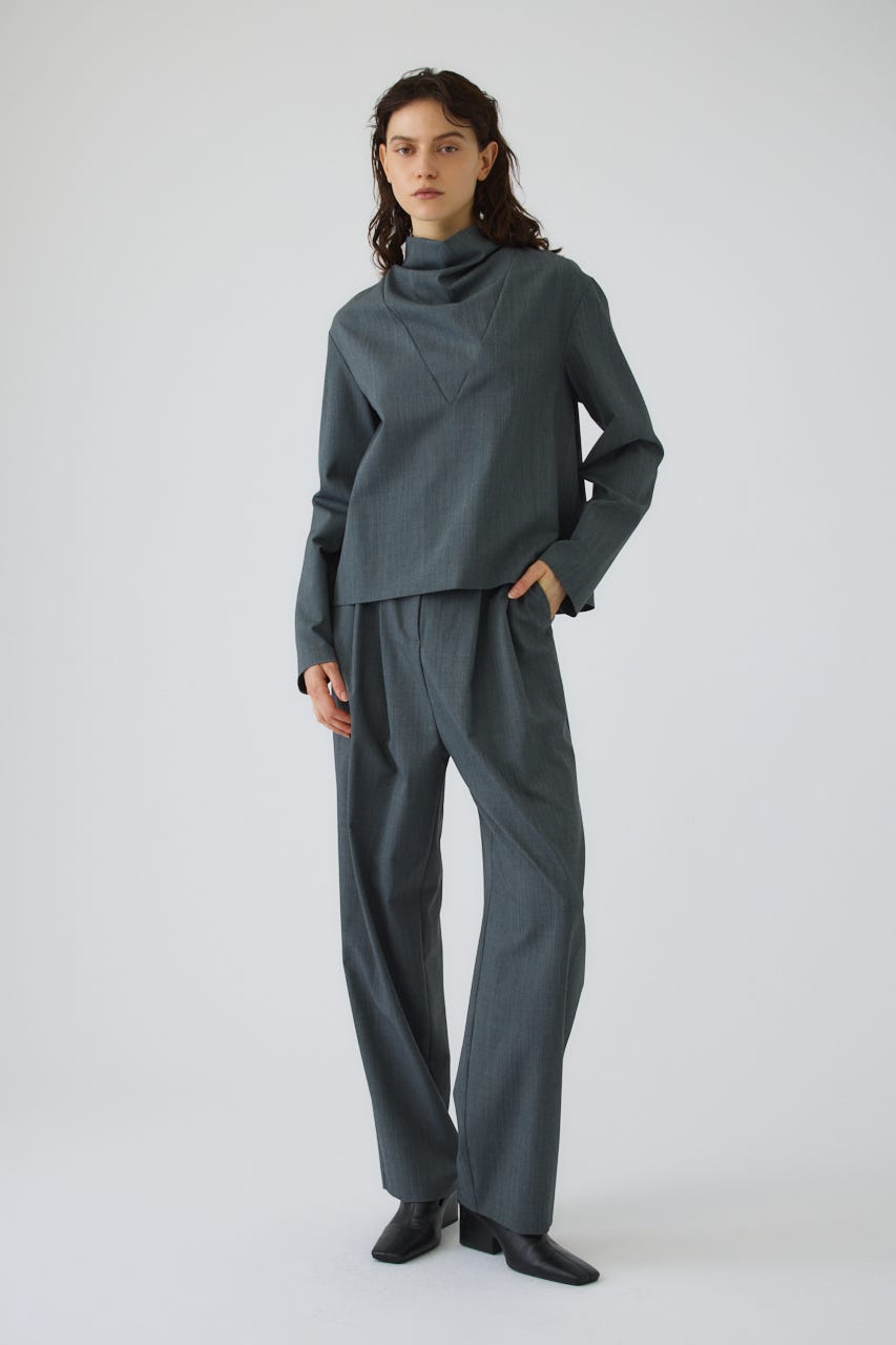 Neck drape blouse GRY FREE
