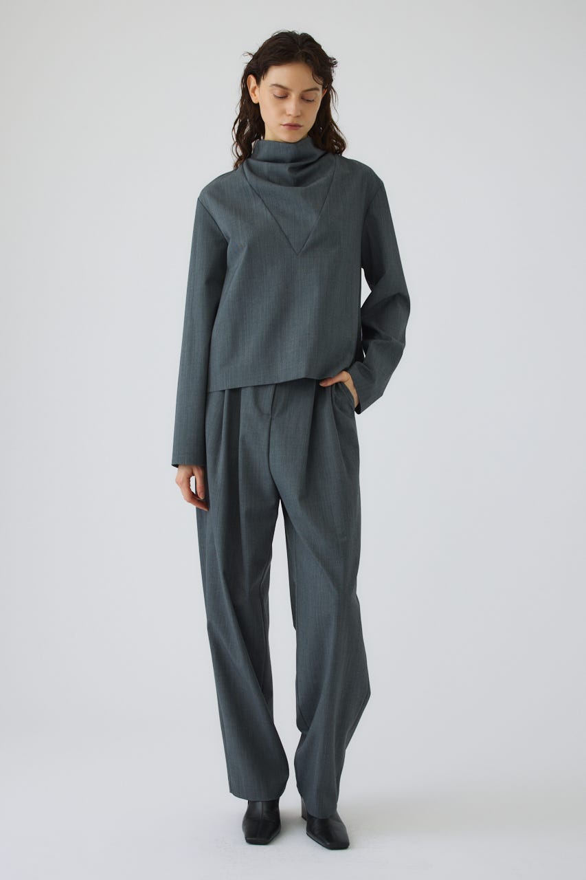 Neck drape blouse GRY FREE