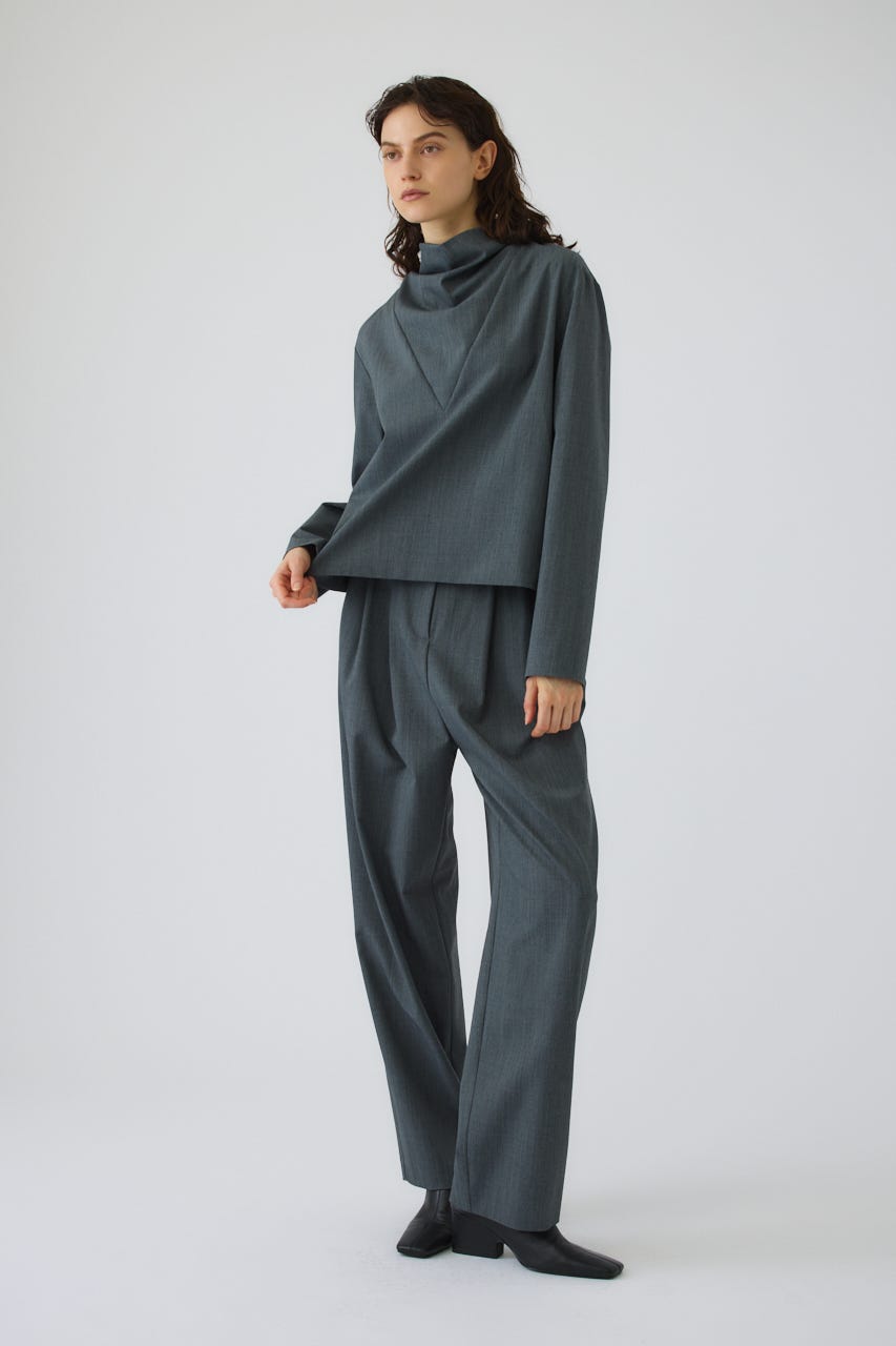 Neck drape blouse GRY FREE