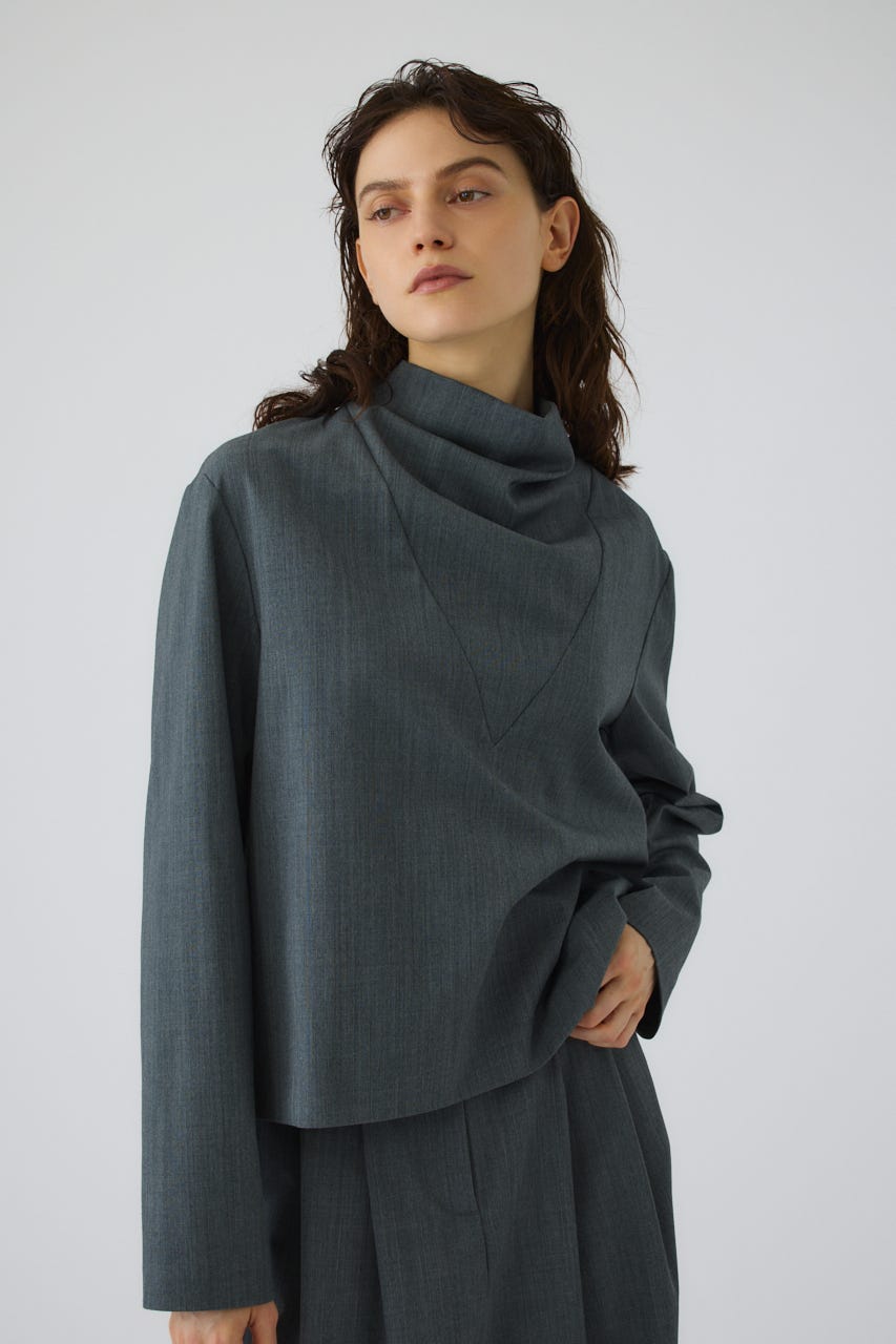 Neck drape blouse GRY FREE