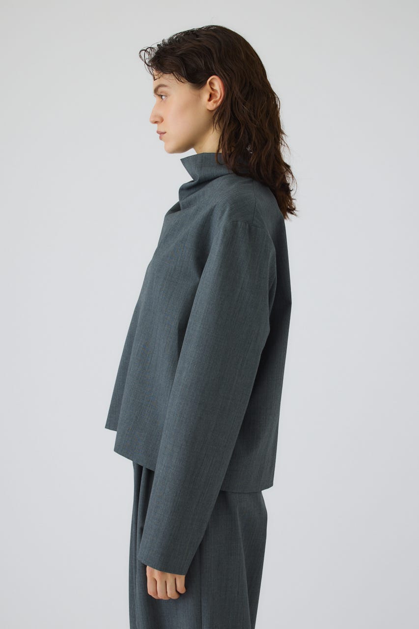 Neck drape blouse GRY FREE