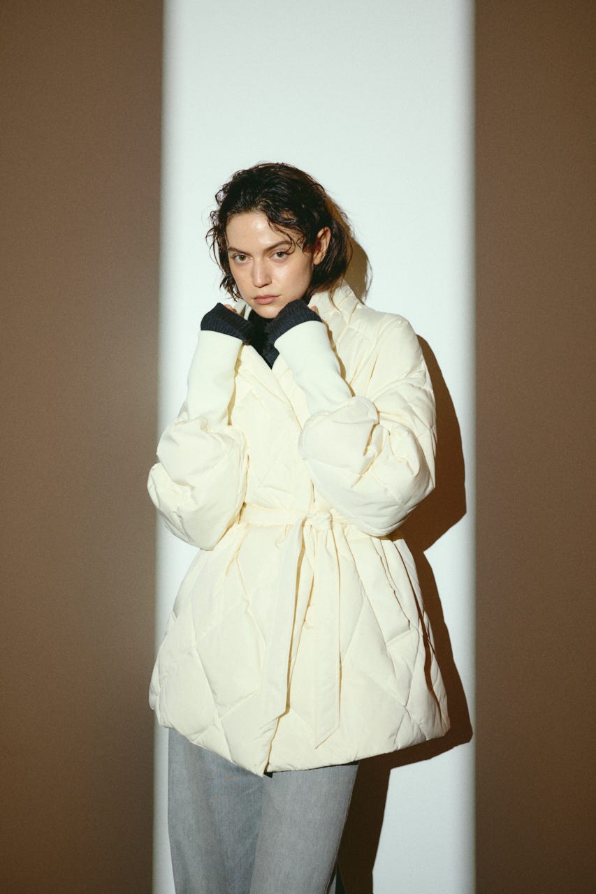【26FW OUTER PRE ORDER】Dolman short down IVOY FREE