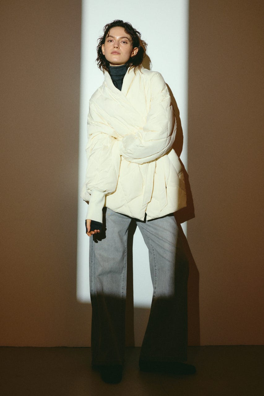 【26FW OUTER PRE ORDER】Dolman short down IVOY FREE