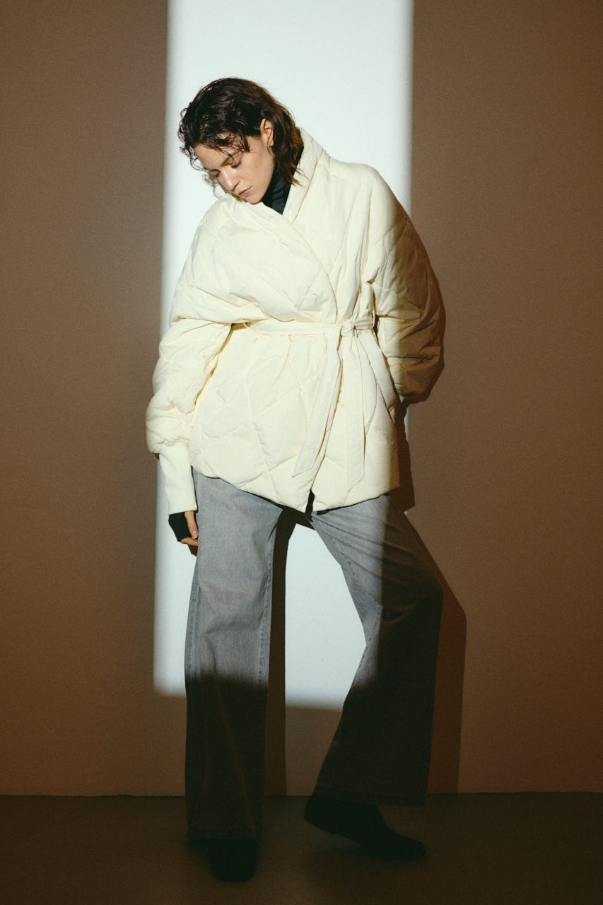 【26FW OUTER PRE ORDER】Dolman short down IVOY FREE