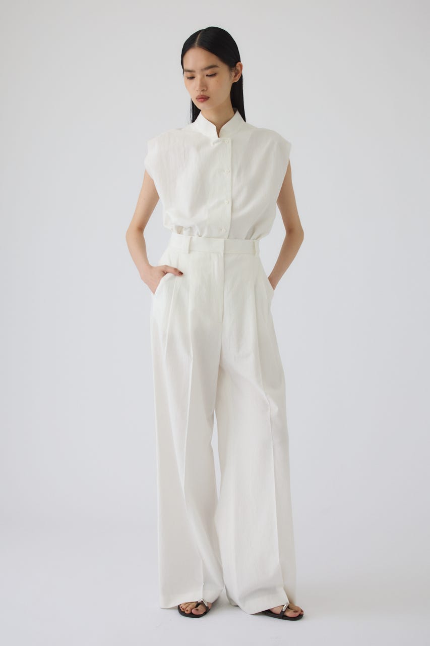 7/1- order start Linen mix slacks WHT 36