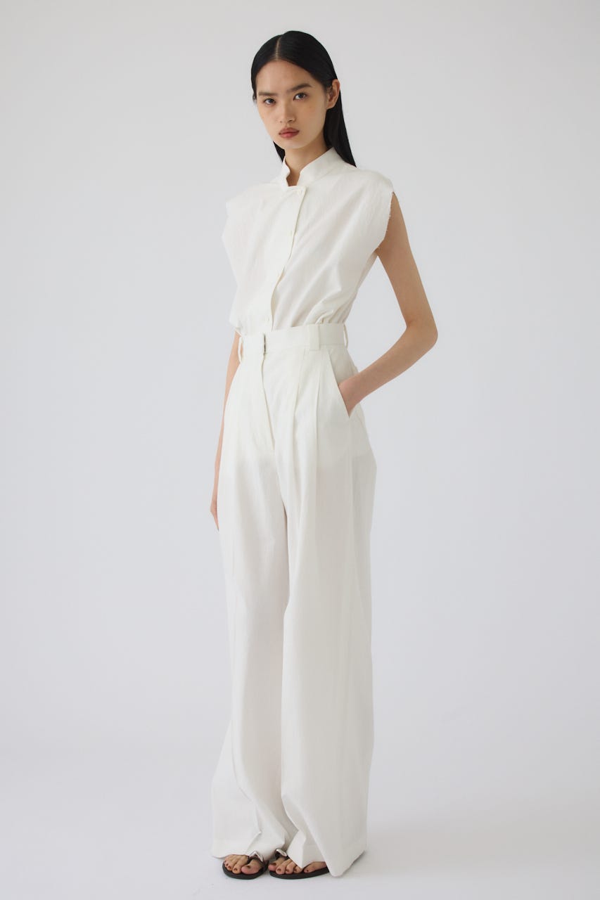7/1- order start Linen mix slacks WHT 36