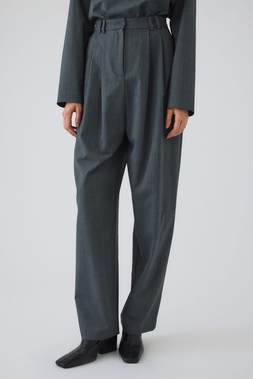 W tuck wool slacks GRY 38