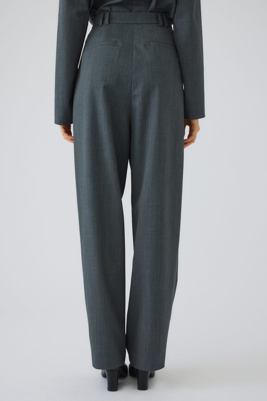 W tuck wool slacks GRY 38