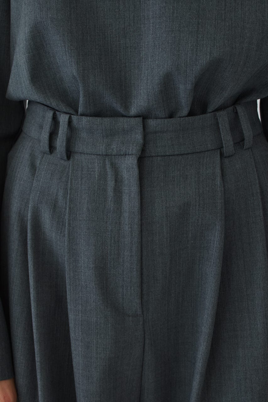 W tuck wool slacks GRY 38