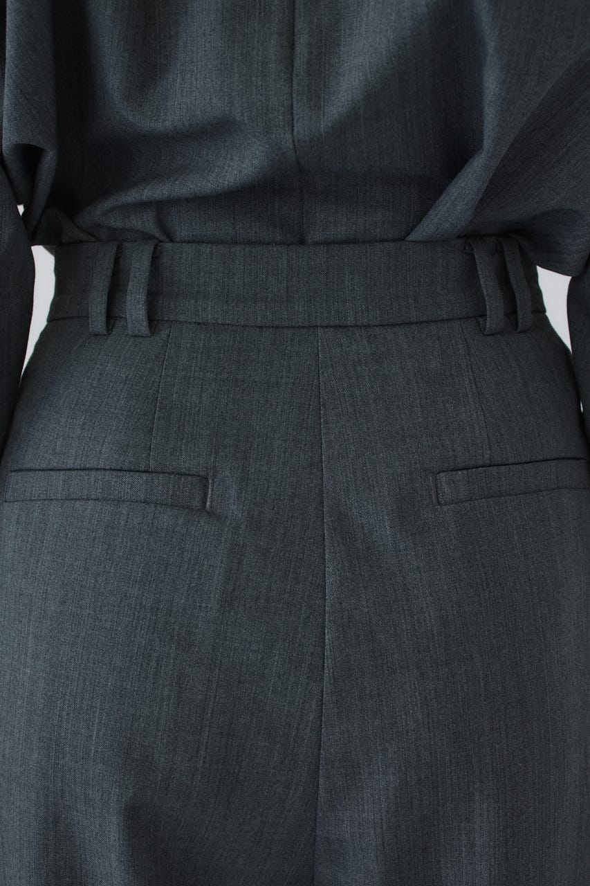 W tuck wool slacks GRY 38
