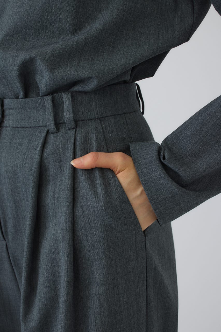 W tuck wool slacks GRY 38
