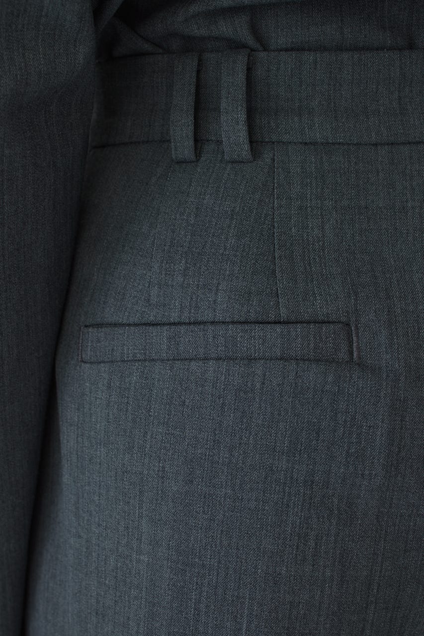 W tuck wool slacks GRY 38