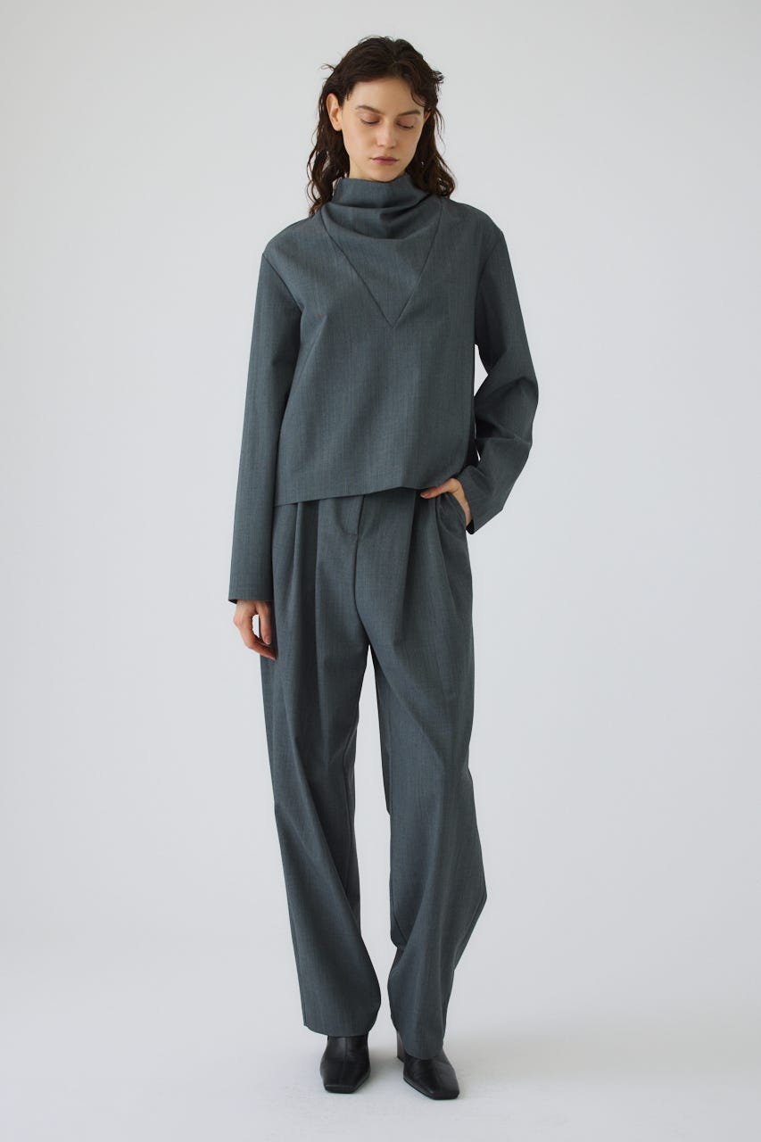 W tuck wool slacks GRY 38
