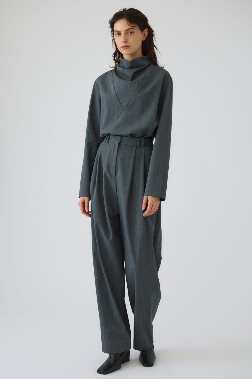 W tuck wool slacks GRY 38