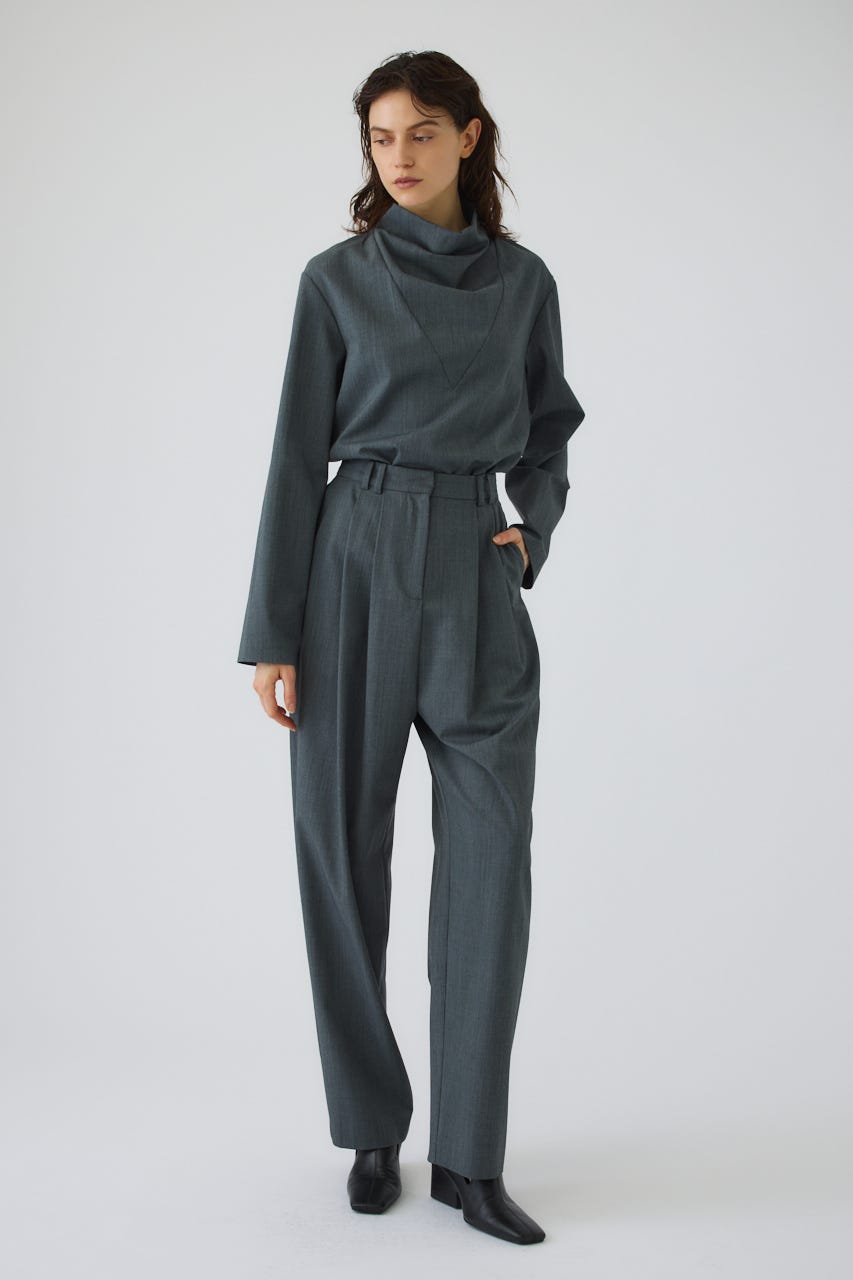 W tuck wool slacks GRY 38