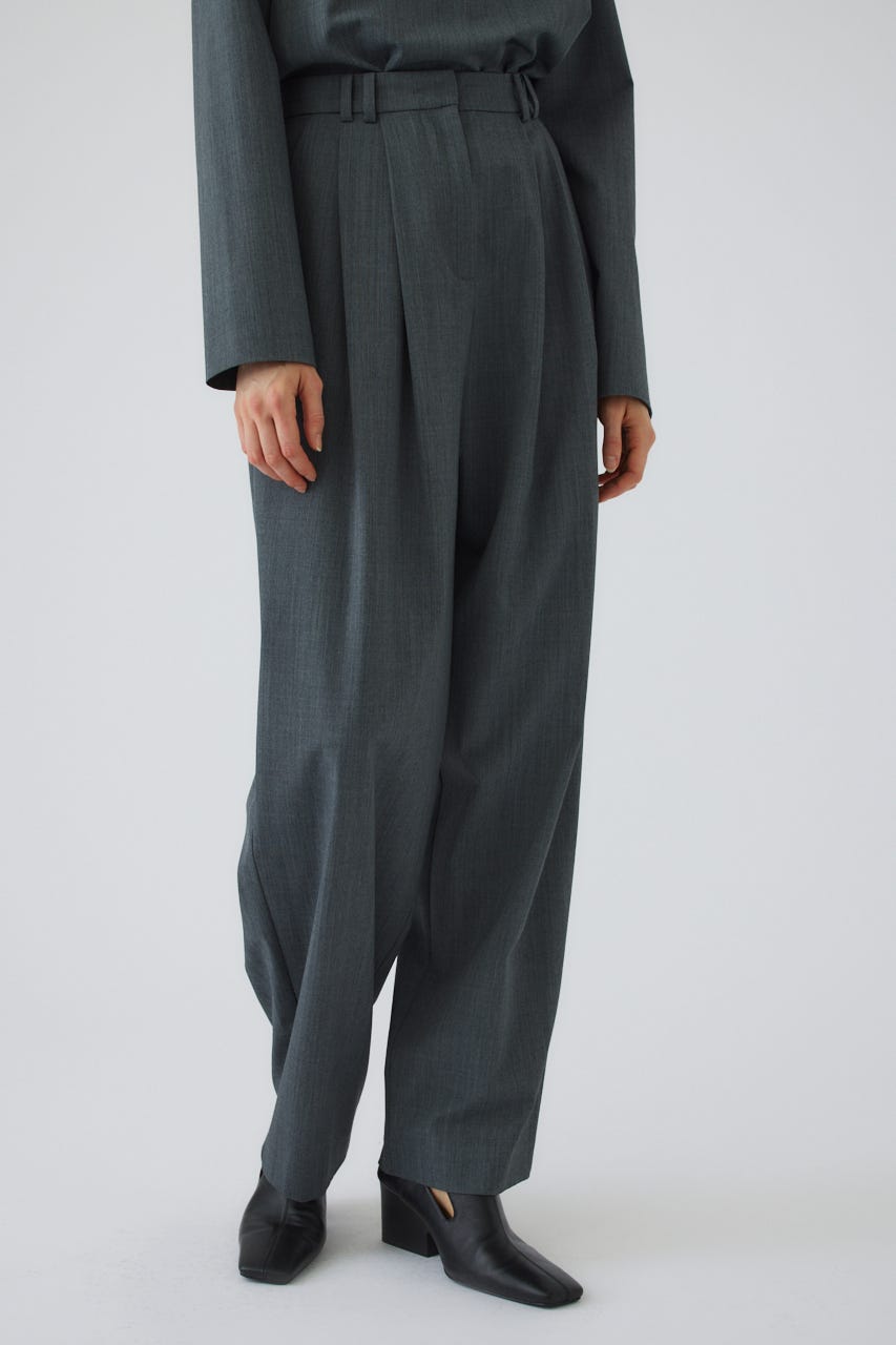 W tuck wool slacks GRY 38