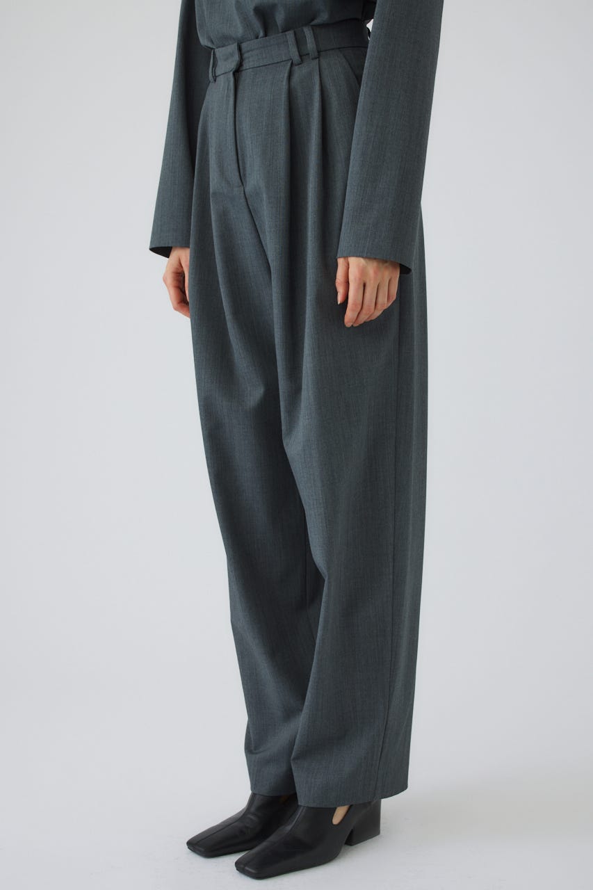 W tuck wool slacks GRY 38