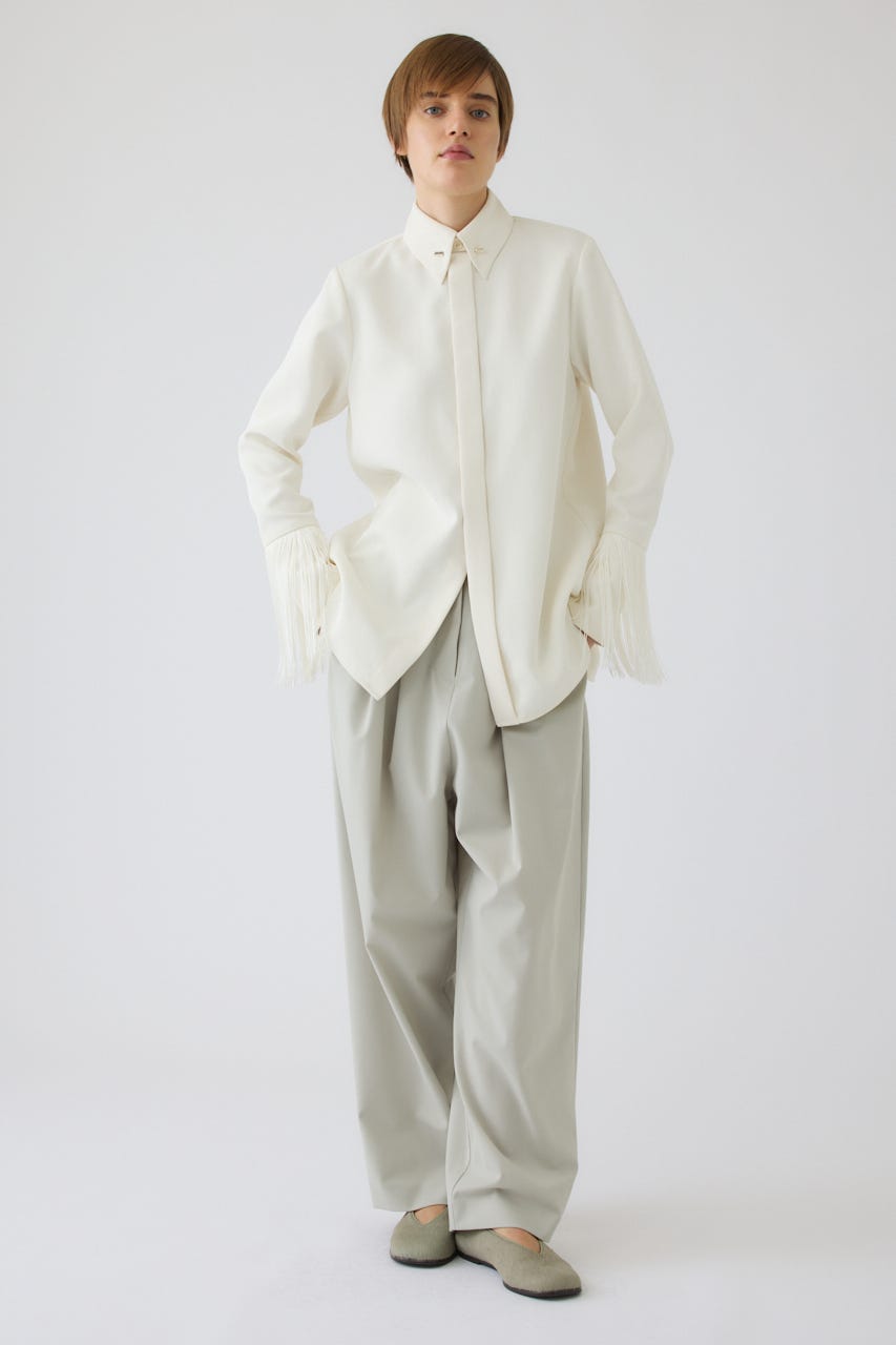 W tuck wool slacks L/BEG 38
