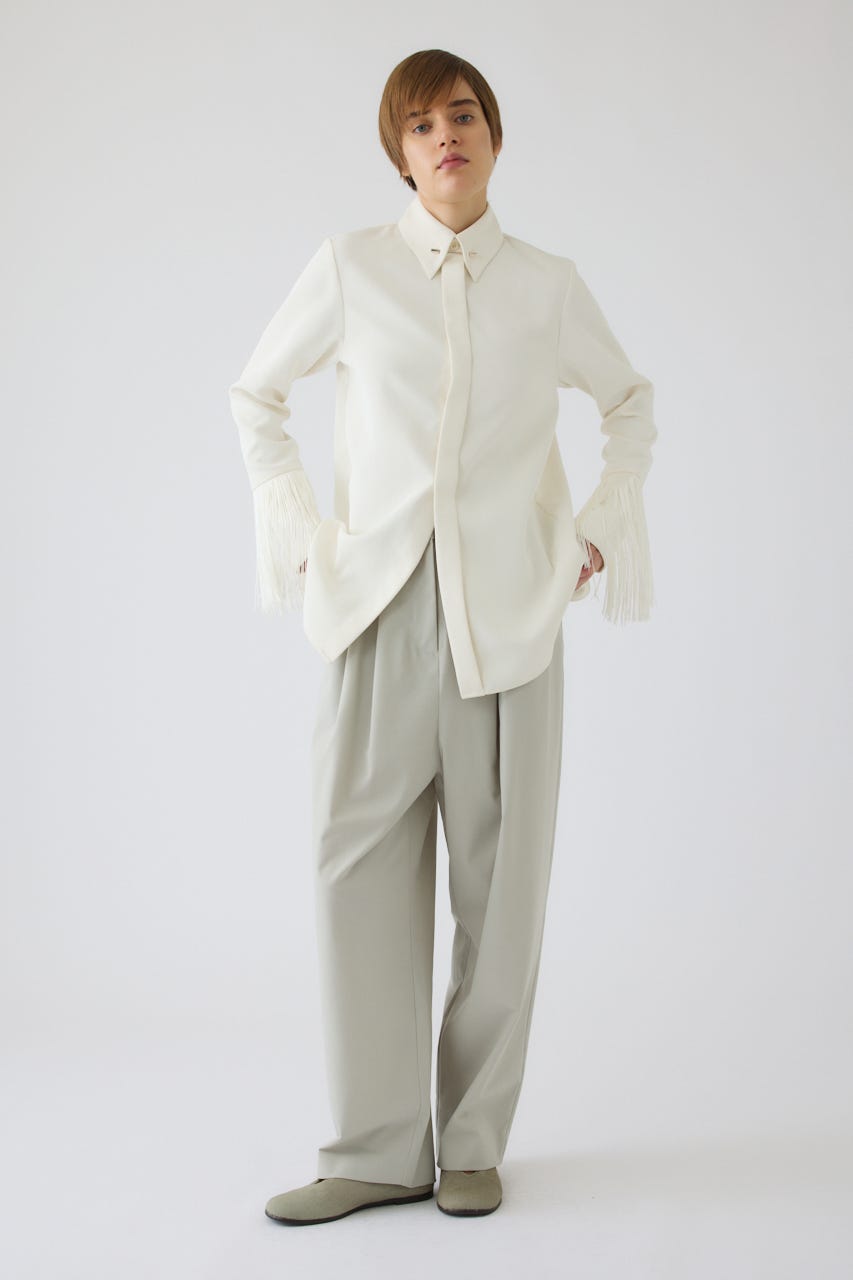 W tuck wool slacks L/BEG 38