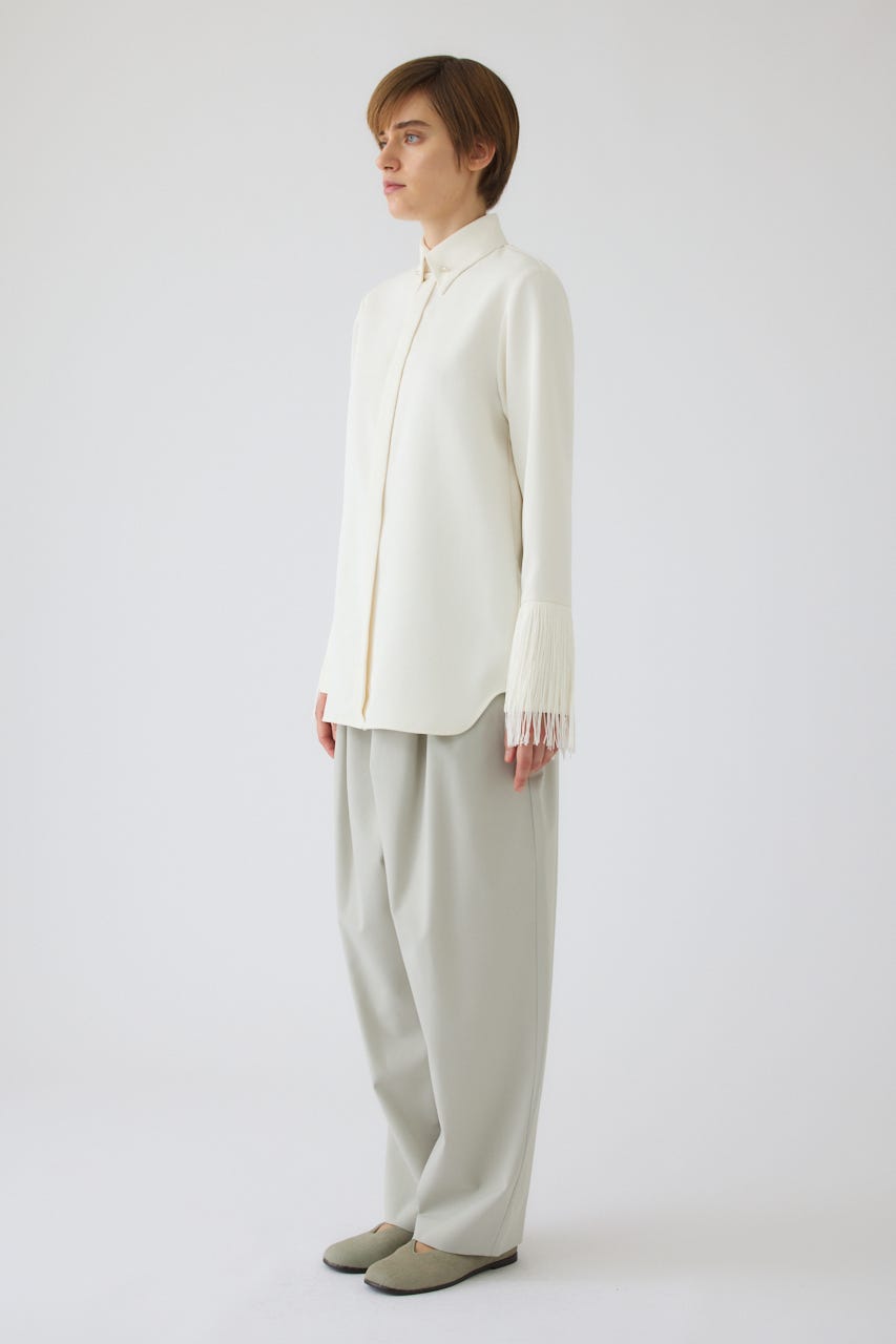 W tuck wool slacks L/BEG 38