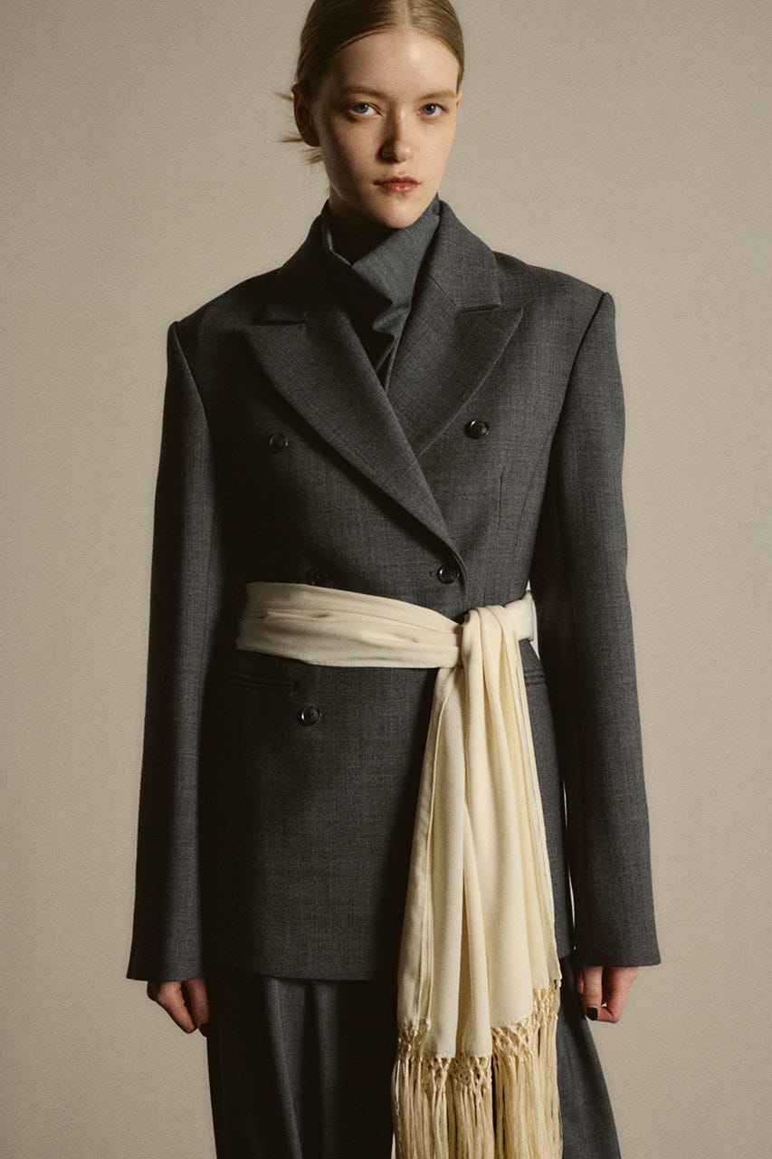 【26FW PRE ORDER】Flowing long stole WHT FREE