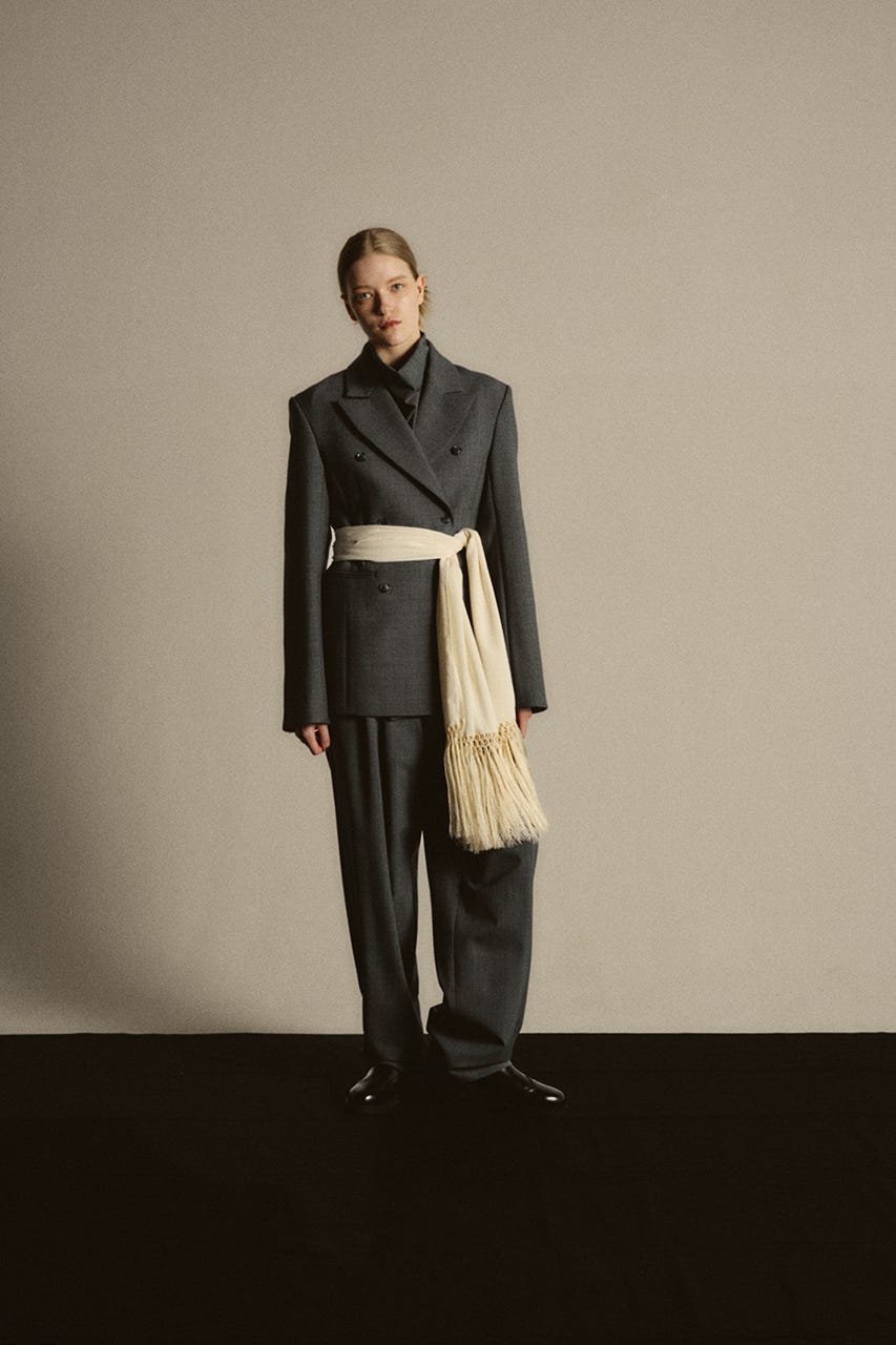 【26FW PRE ORDER】Flowing long stole WHT FREE