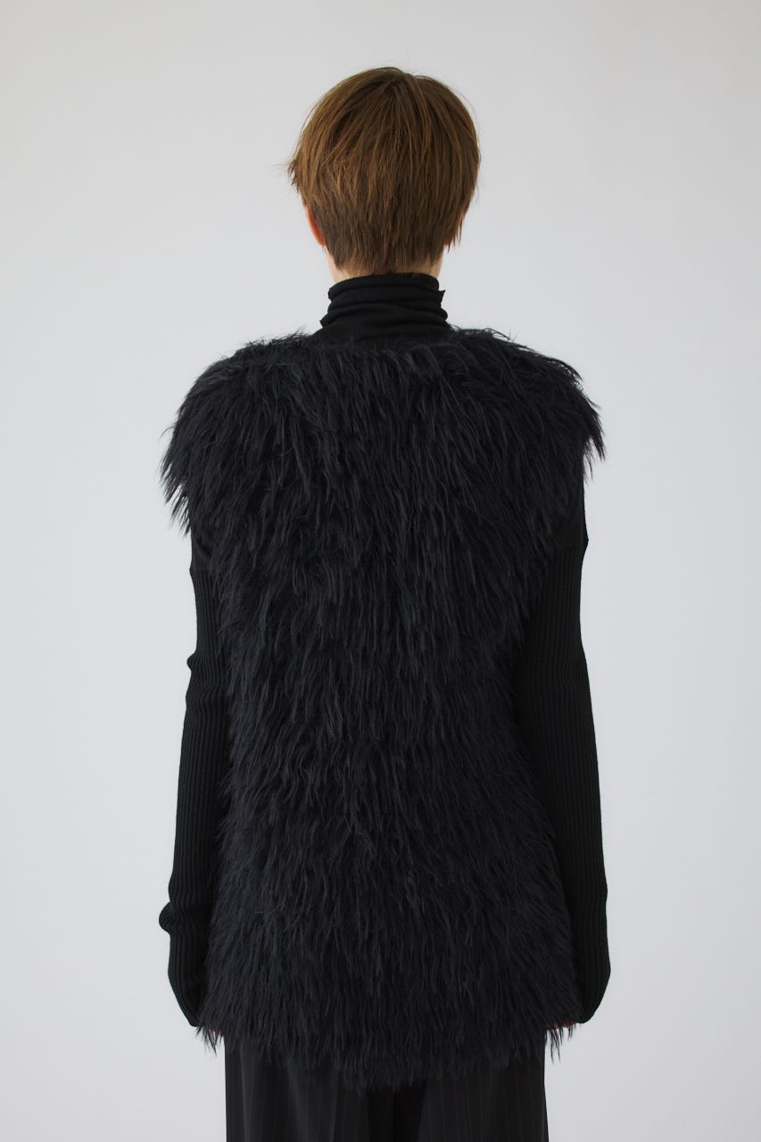Fuzzy Knit Tunic Vest BLK FREE