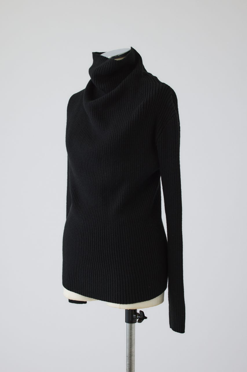 10/14- order start Back shoulder rib knit tops BLK FREE