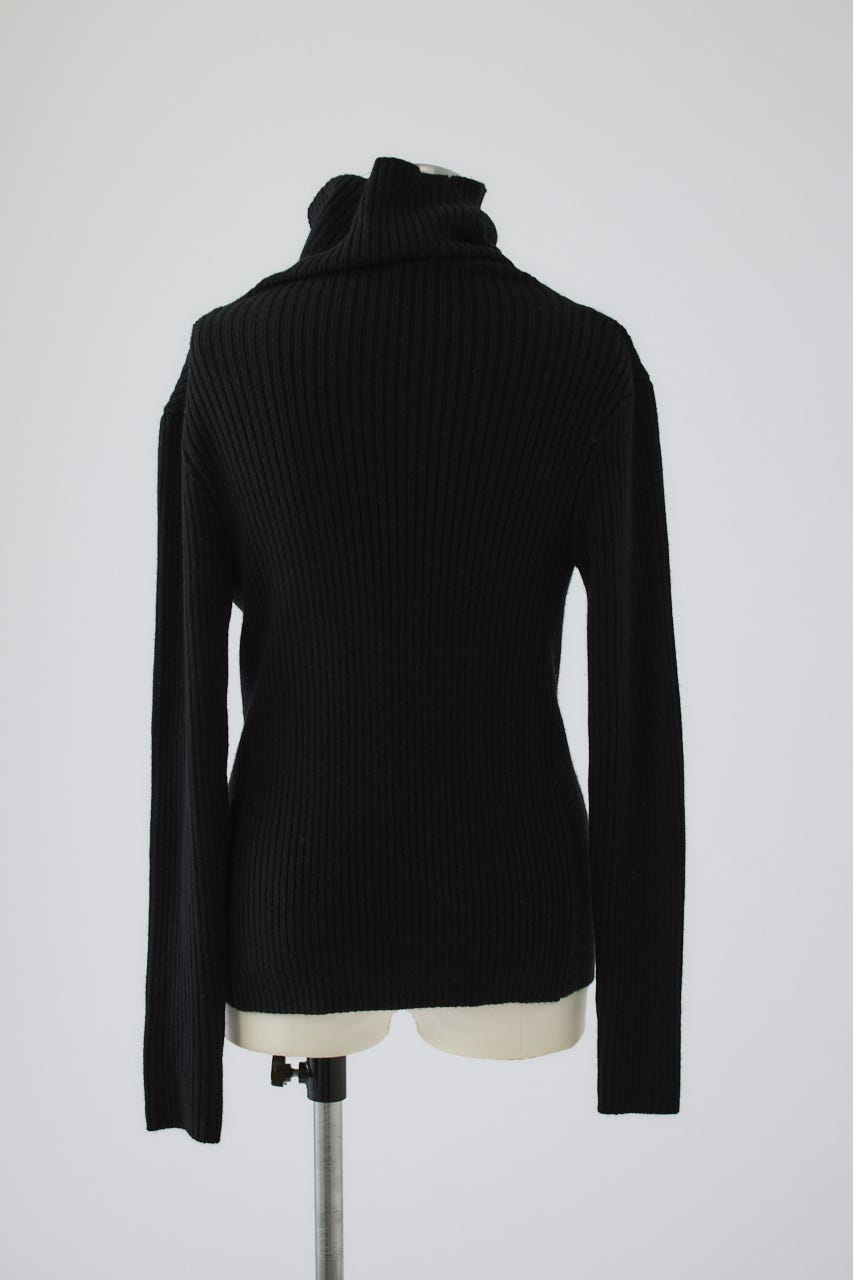 10/14- order start Back shoulder rib knit tops BLK FREE